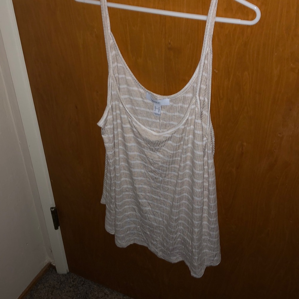 Cream white striped top